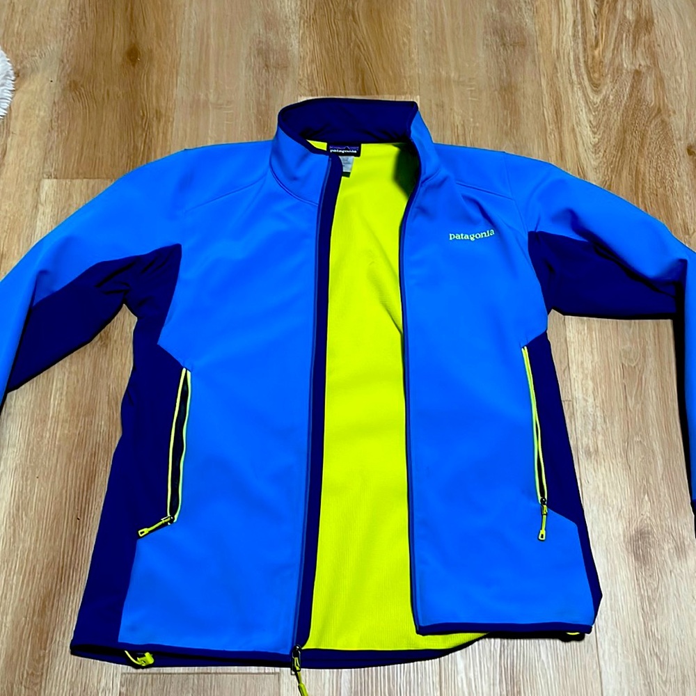 Patagonia soft shell performance jacket blue polartec